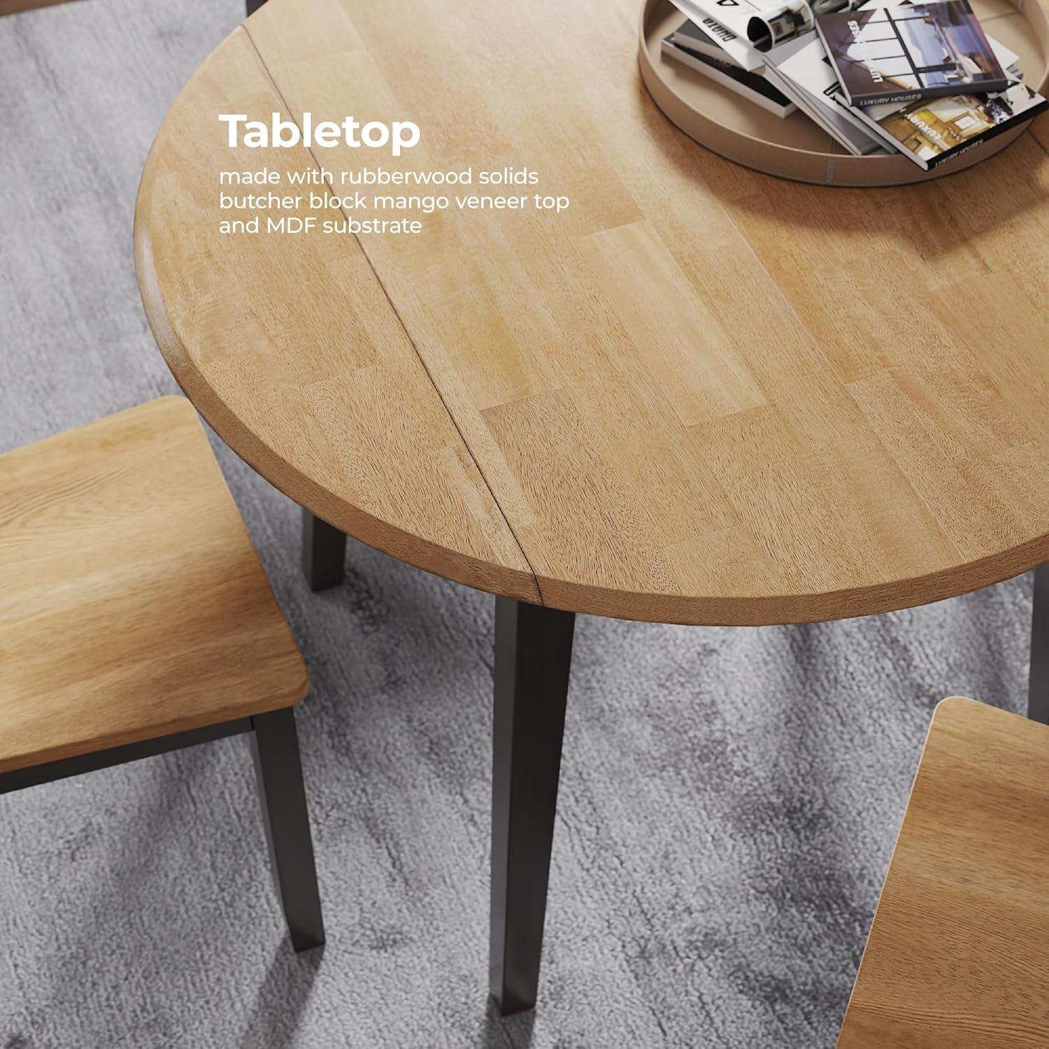 imageSignature Design by Ashley Gesthaven Modern Dining Drop Leaf Table with 4 Legs Light Brown ampamp BlueLight Brown Dark Brown