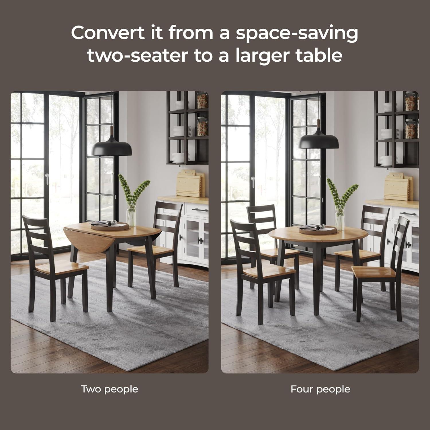 imageSignature Design by Ashley Gesthaven Modern Dining Drop Leaf Table with 4 Legs Light Brown ampamp BlueLight Brown Dark Brown
