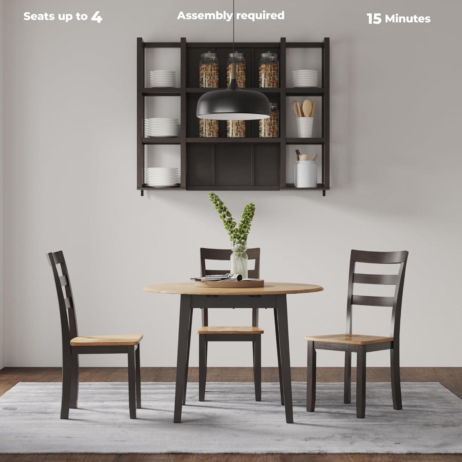 imageSignature Design by Ashley Gesthaven Modern Dining Drop Leaf Table with 4 Legs Light Brown ampamp BlueLight Brown Dark Brown