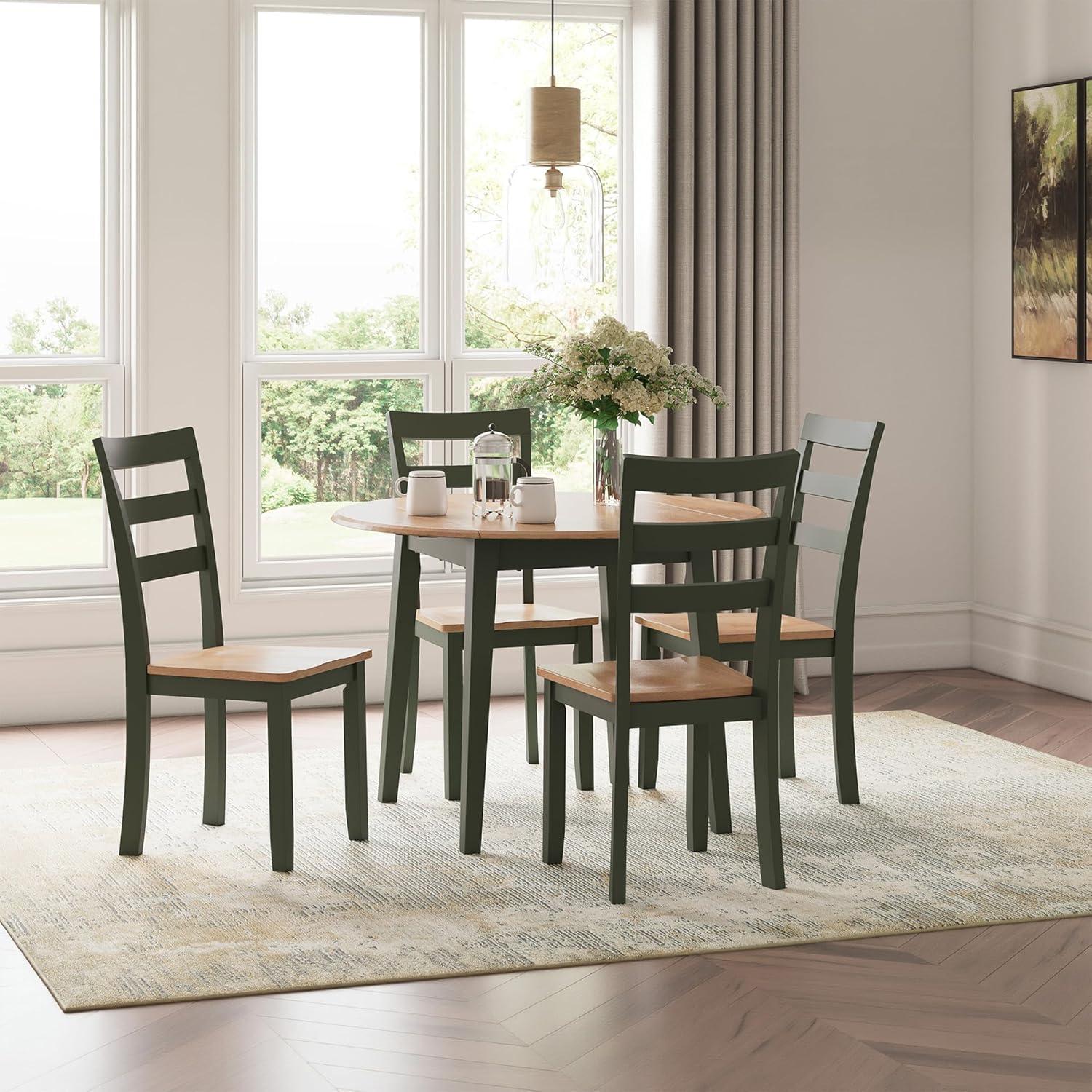 imageSignature Design by Ashley Gesthaven Modern Dining Drop Leaf Table with 4 Legs Light Brown ampamp BlueLight Brown Green