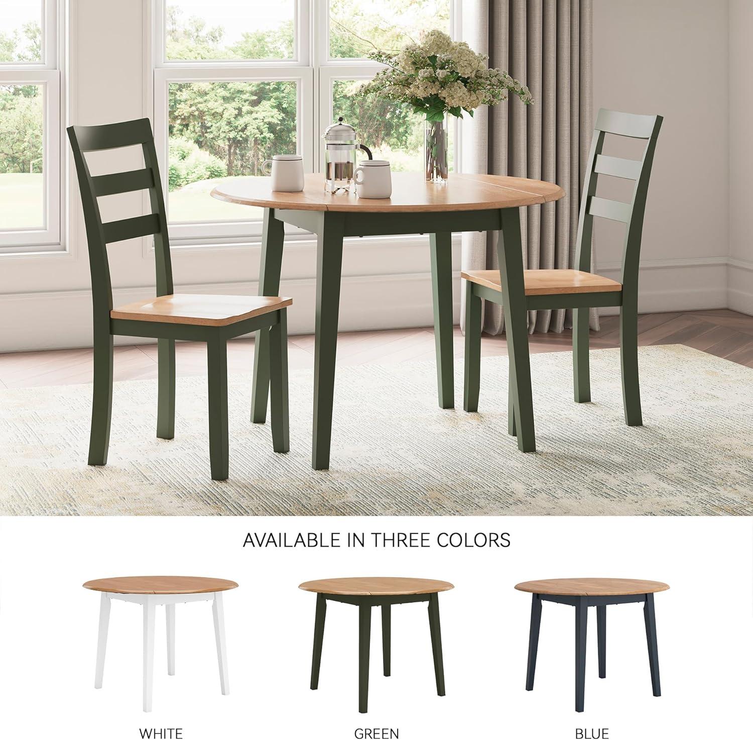 imageSignature Design by Ashley Gesthaven Modern Dining Drop Leaf Table with 4 Legs Light Brown ampamp BlueLight Brown Green