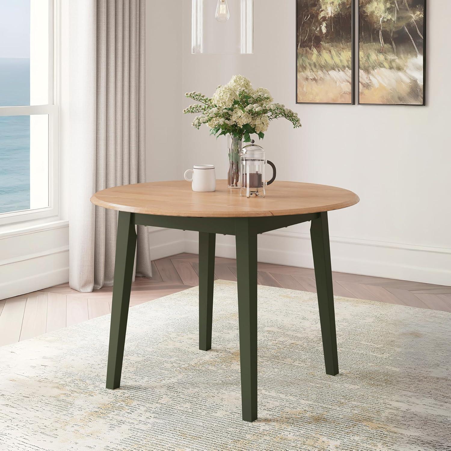 imageSignature Design by Ashley Gesthaven Modern Dining Drop Leaf Table with 4 Legs Light Brown ampamp BlueLight Brown Green