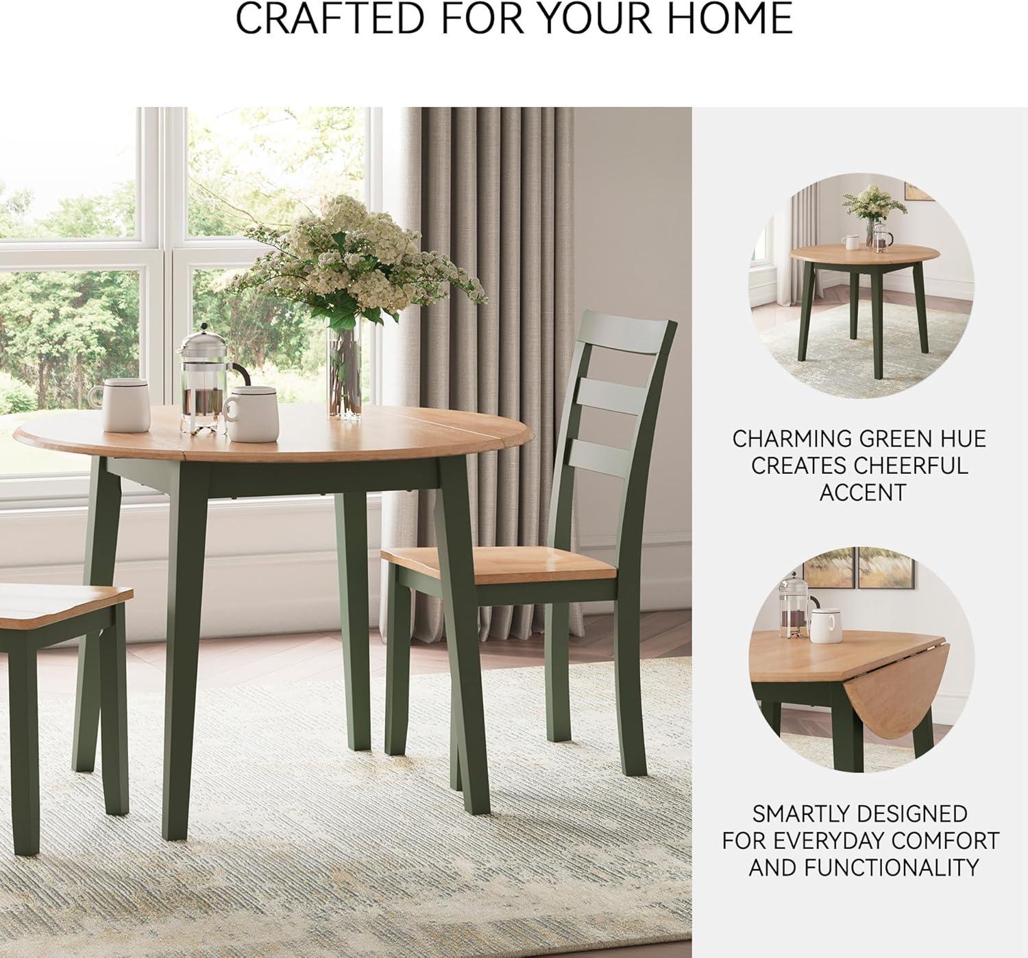 imageSignature Design by Ashley Gesthaven Modern Dining Drop Leaf Table with 4 Legs Light Brown ampamp BlueLight Brown Green