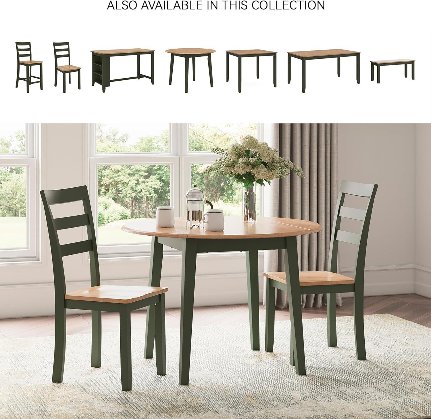 imageSignature Design by Ashley Gesthaven Modern Dining Drop Leaf Table with 4 Legs Light Brown ampamp BlueLight Brown Green