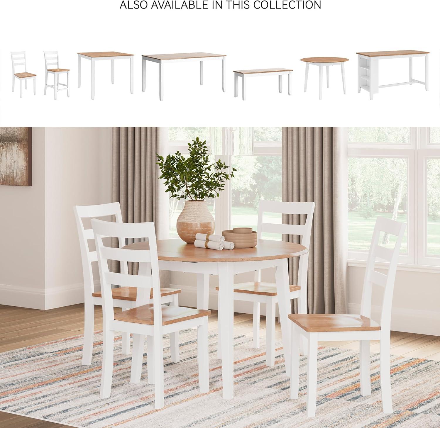 imageSignature Design by Ashley Gesthaven Modern Dining Drop Leaf Table with 4 Legs Light Brown ampamp BlueLight Brown White