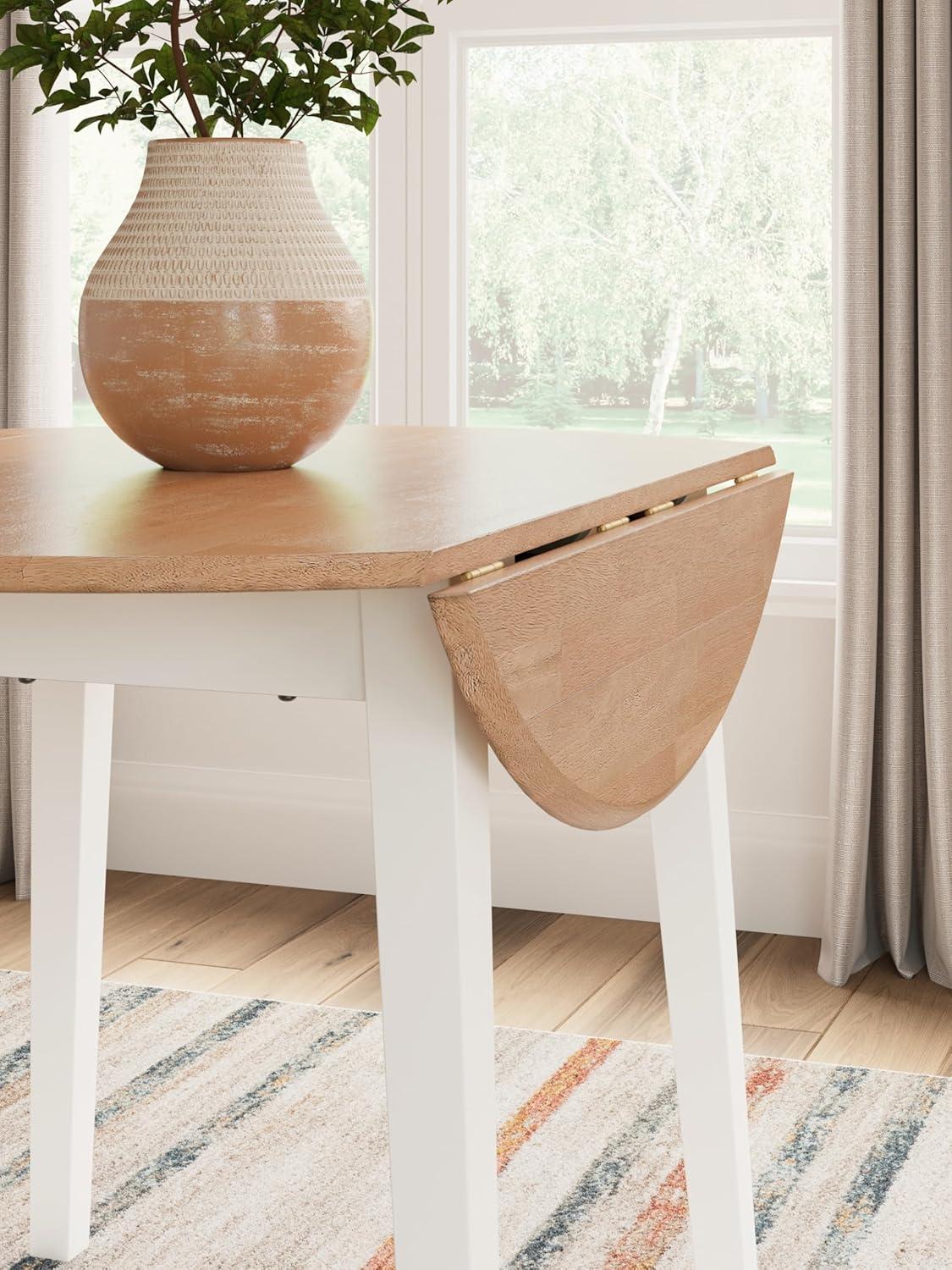 imageSignature Design by Ashley Gesthaven Modern Dining Drop Leaf Table with 4 Legs Light Brown ampamp BlueLight Brown White