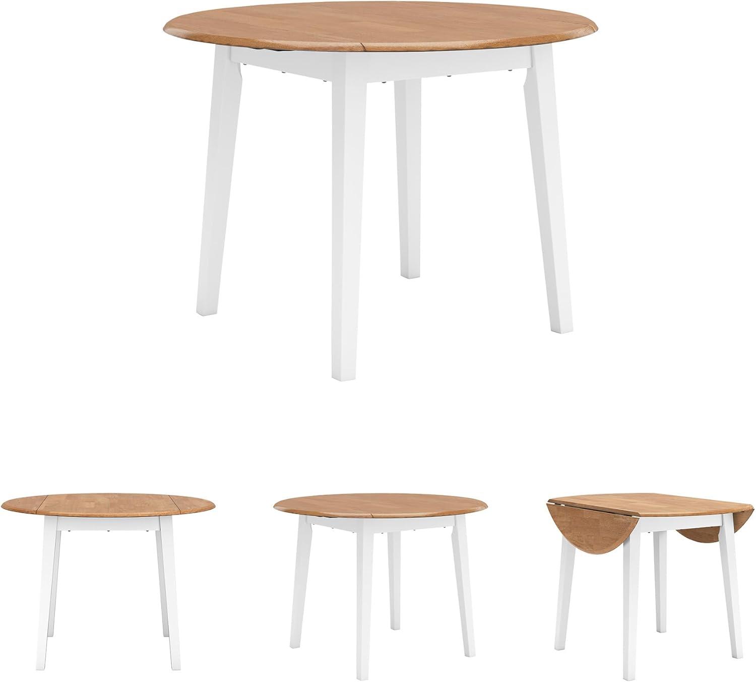 imageSignature Design by Ashley Gesthaven Modern Dining Drop Leaf Table with 4 Legs Light Brown ampamp BlueLight Brown White