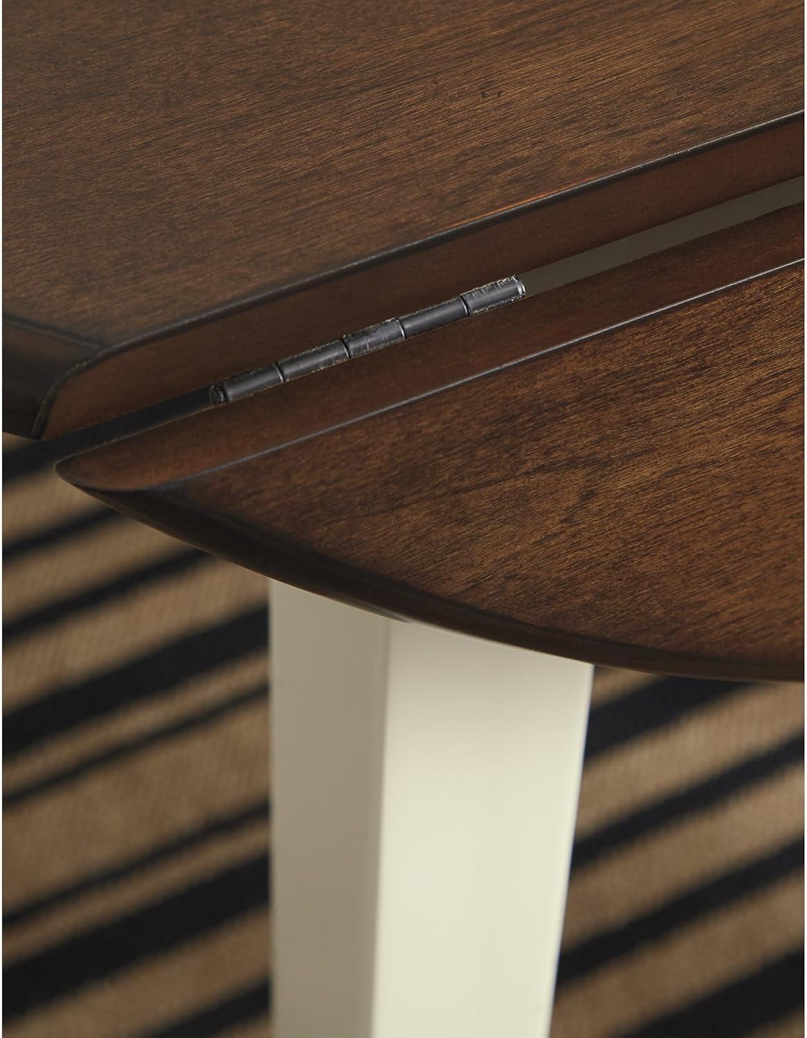 imageSignature Design by Ashley Gesthaven Modern Dining Drop Leaf Table with 4 Legs Light Brown ampamp BlueTwotone White