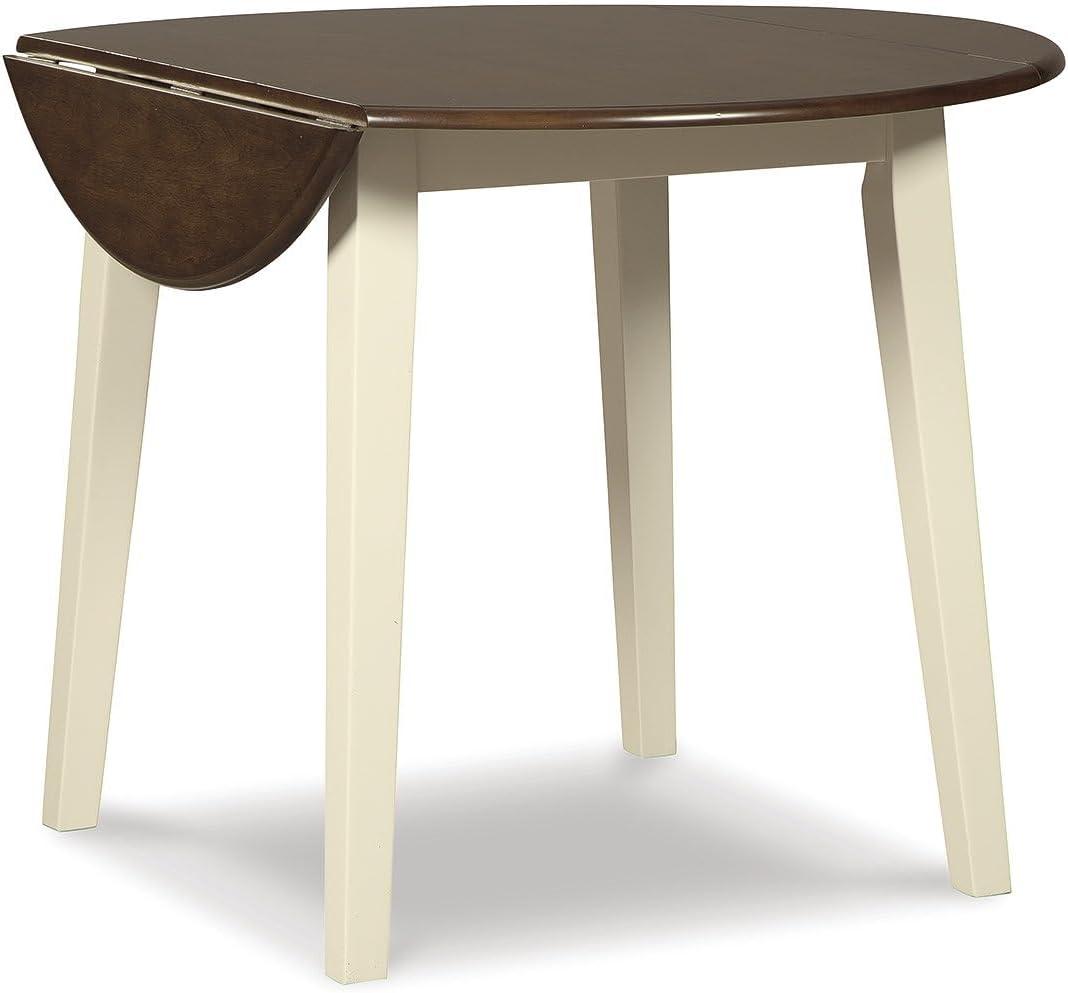 imageSignature Design by Ashley Gesthaven Modern Dining Drop Leaf Table with 4 Legs Light Brown ampamp BlueTwotone White