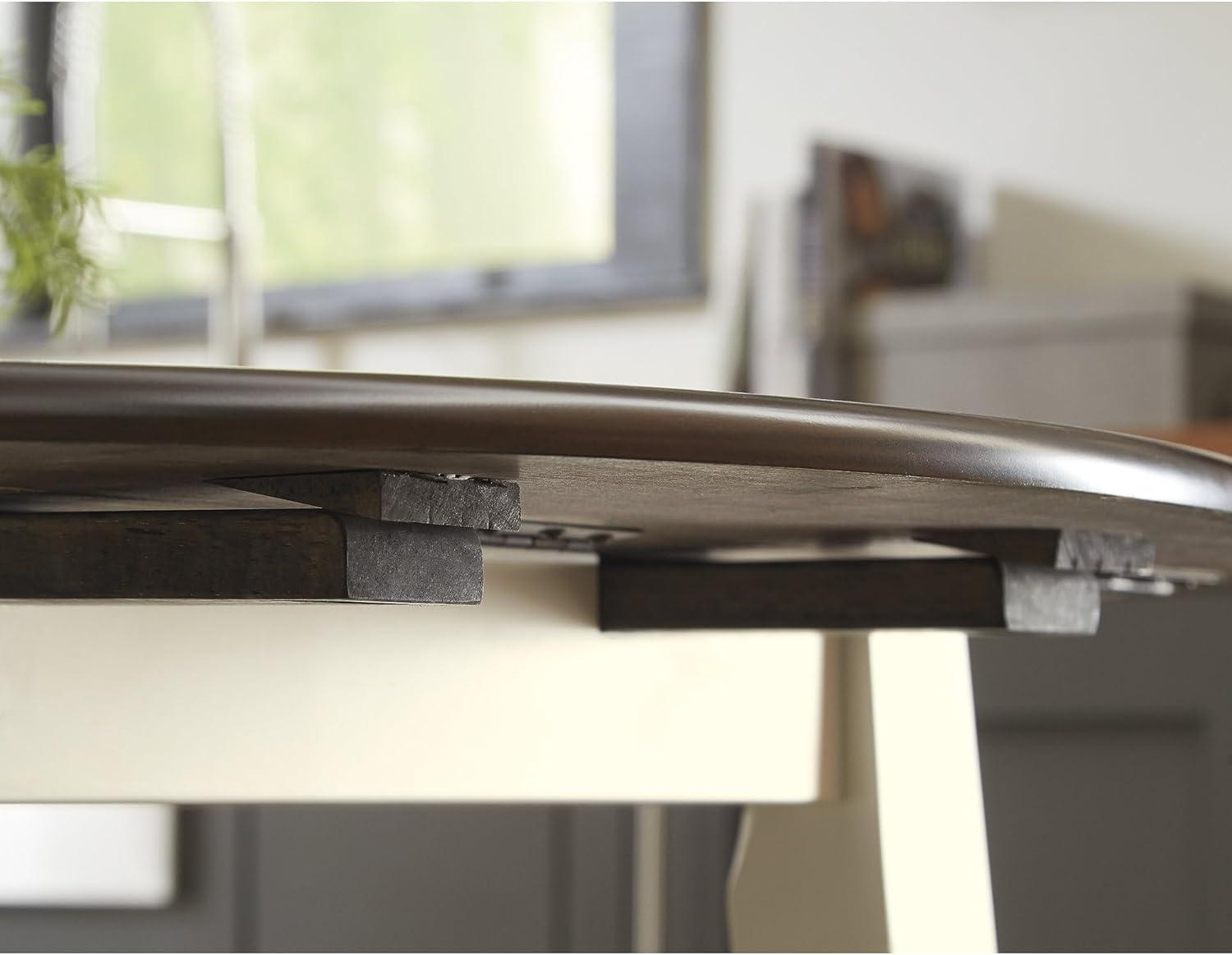imageSignature Design by Ashley Gesthaven Modern Dining Drop Leaf Table with 4 Legs Light Brown ampamp BlueTwotone White