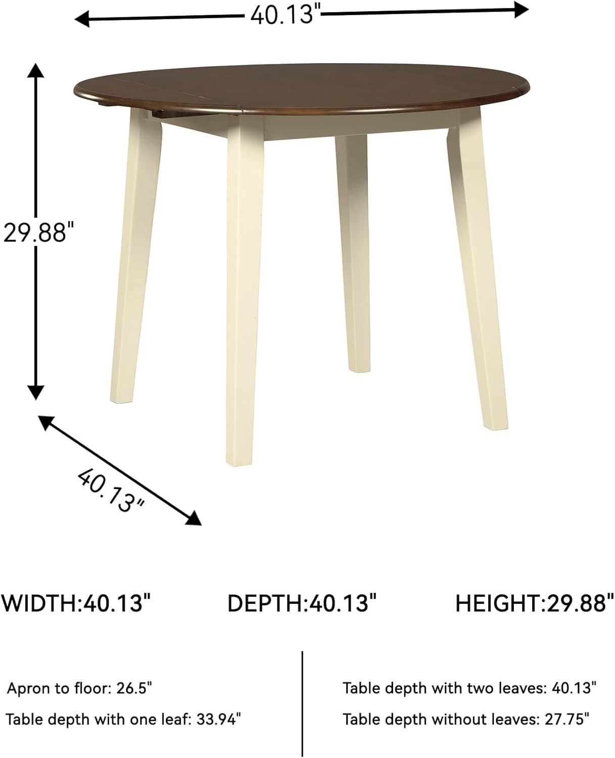 imageSignature Design by Ashley Gesthaven Modern Dining Drop Leaf Table with 4 Legs Light Brown ampamp BlueTwotone White