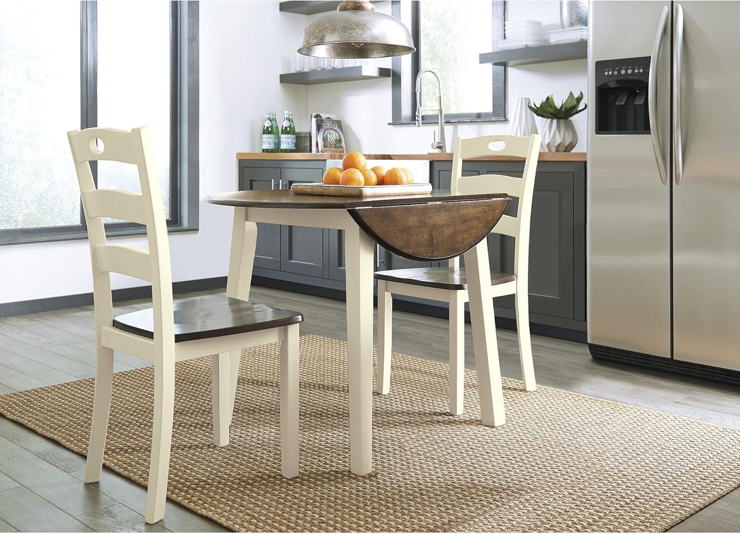 imageSignature Design by Ashley Gesthaven Modern Dining Drop Leaf Table with 4 Legs Light Brown ampamp BlueTwotone White