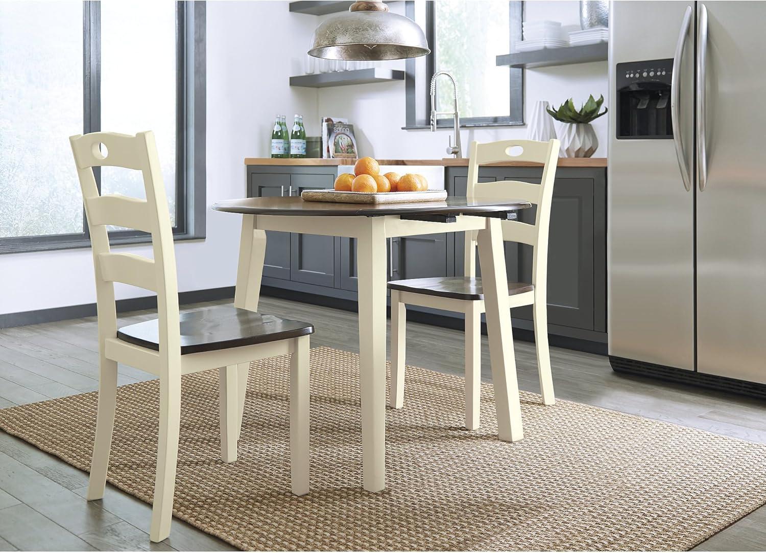 imageSignature Design by Ashley Gesthaven Modern Dining Drop Leaf Table with 4 Legs Light Brown ampamp BlueTwotone White