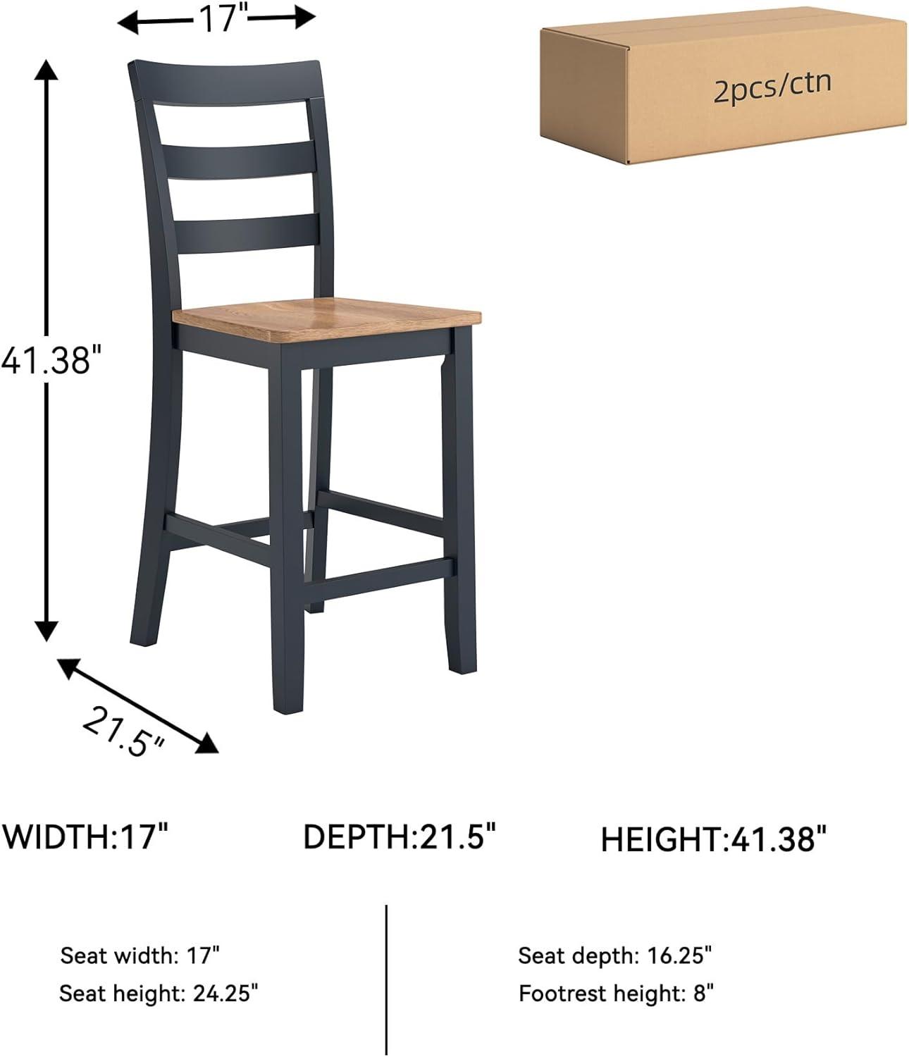 imageSignature Design by Ashley Gesthaven Solid Wood Frame Counter Height Barstool Set of 2 Slate BlueNaturalLight Brown Blue