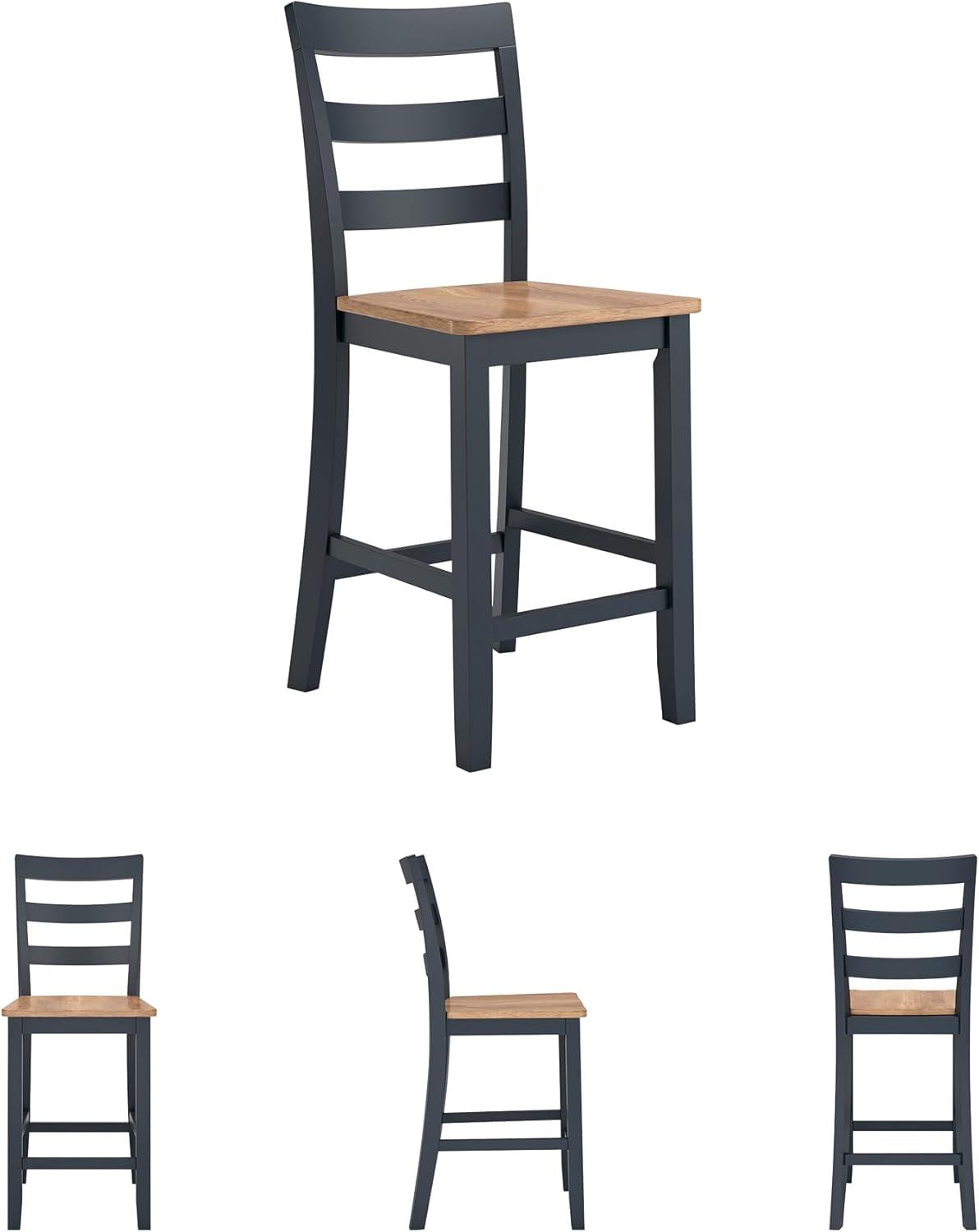 imageSignature Design by Ashley Gesthaven Solid Wood Frame Counter Height Barstool Set of 2 Slate BlueNaturalLight Brown Blue