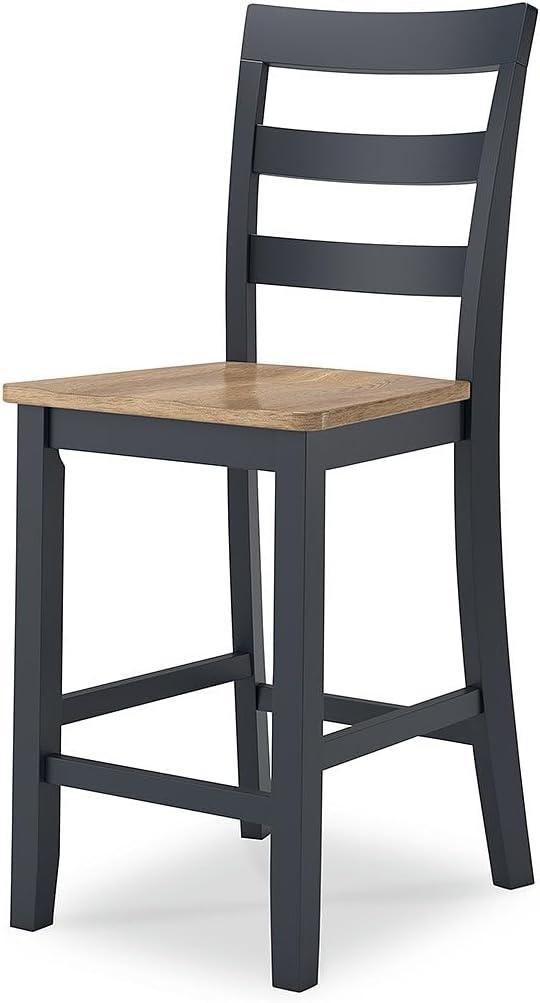 imageSignature Design by Ashley Gesthaven Solid Wood Frame Counter Height Barstool Set of 2 Slate BlueNaturalLight Brown Blue