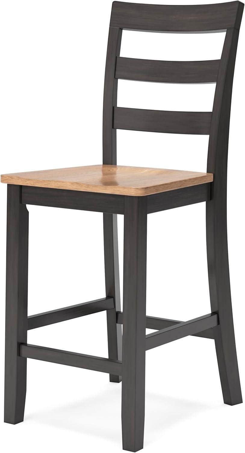imageSignature Design by Ashley Gesthaven Solid Wood Frame Counter Height Barstool Set of 2 Slate BlueNaturalLight Brown Dark Brown