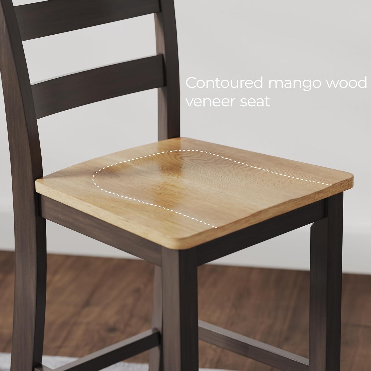 imageSignature Design by Ashley Gesthaven Solid Wood Frame Counter Height Barstool Set of 2 Slate BlueNaturalLight Brown Dark Brown