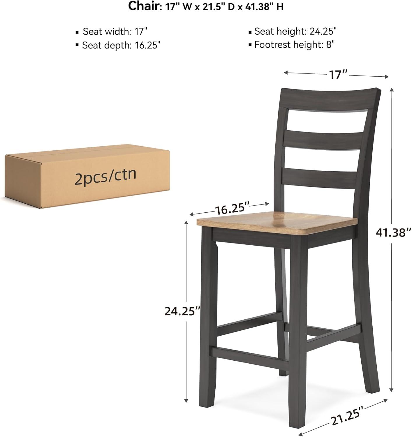 imageSignature Design by Ashley Gesthaven Solid Wood Frame Counter Height Barstool Set of 2 Slate BlueNaturalLight Brown Dark Brown