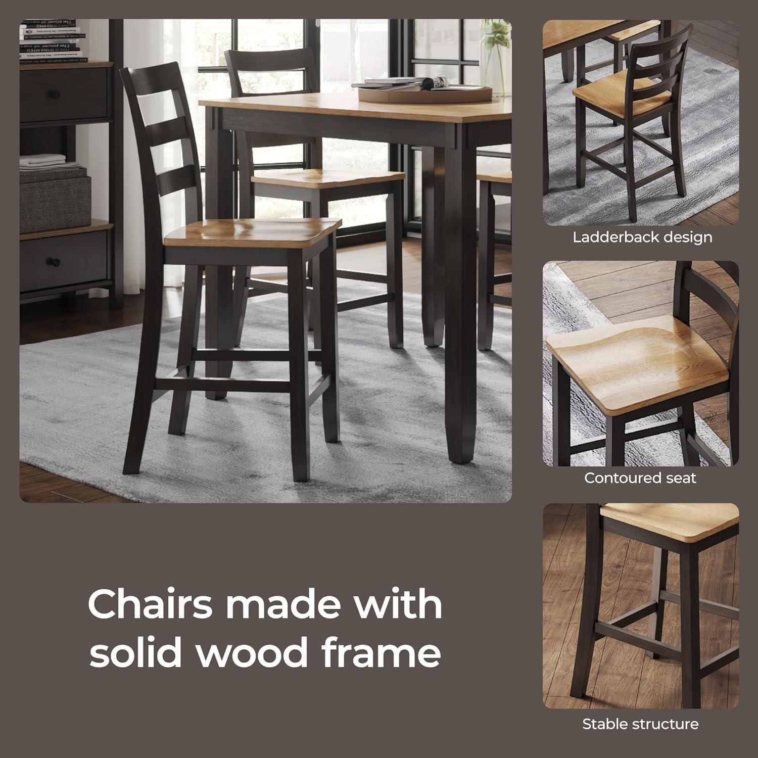 imageSignature Design by Ashley Gesthaven Solid Wood Frame Counter Height Barstool Set of 2 Slate BlueNaturalLight Brown Dark Brown