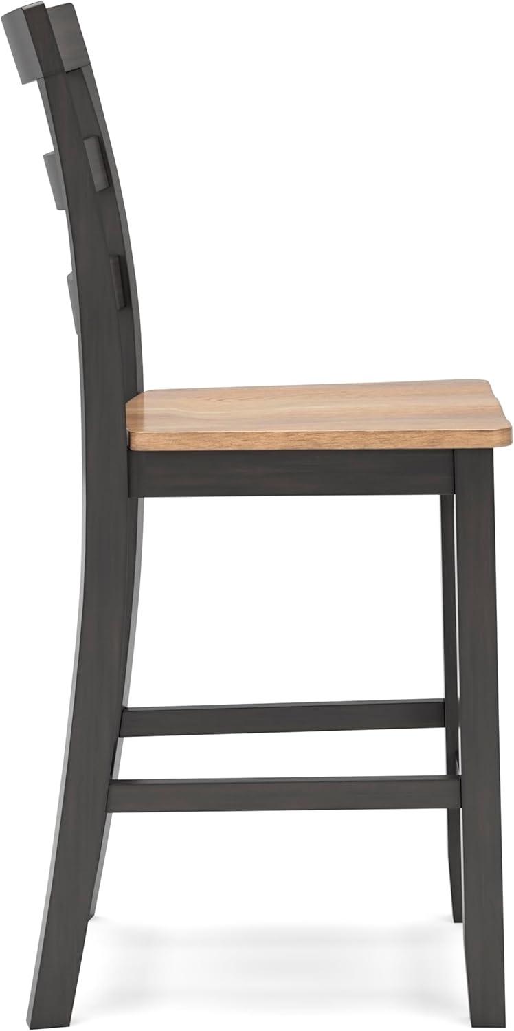 imageSignature Design by Ashley Gesthaven Solid Wood Frame Counter Height Barstool Set of 2 Slate BlueNaturalLight Brown Dark Brown