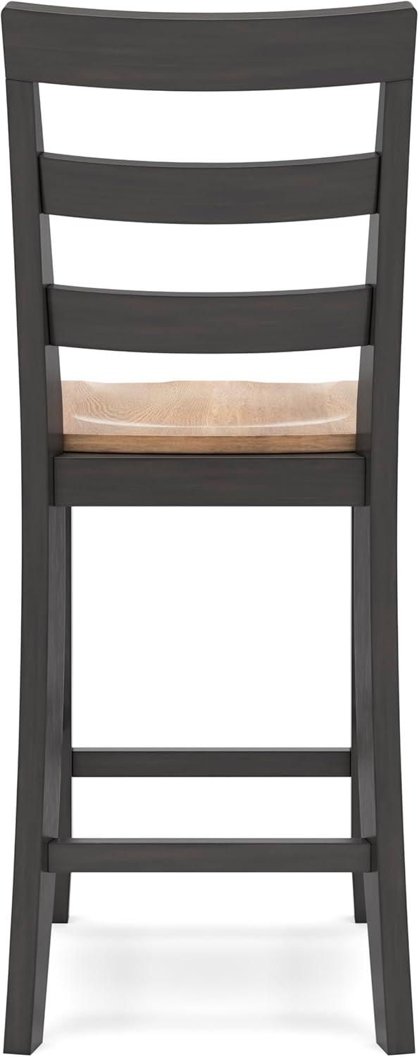 imageSignature Design by Ashley Gesthaven Solid Wood Frame Counter Height Barstool Set of 2 Slate BlueNaturalLight Brown Dark Brown