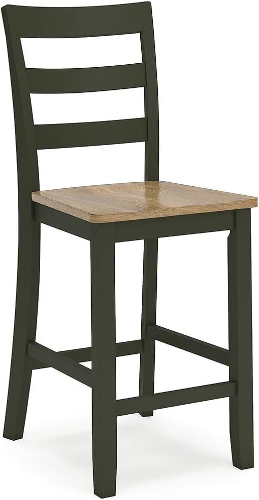 imageSignature Design by Ashley Gesthaven Solid Wood Frame Counter Height Barstool Set of 2 Slate BlueNaturalLight Brown Green