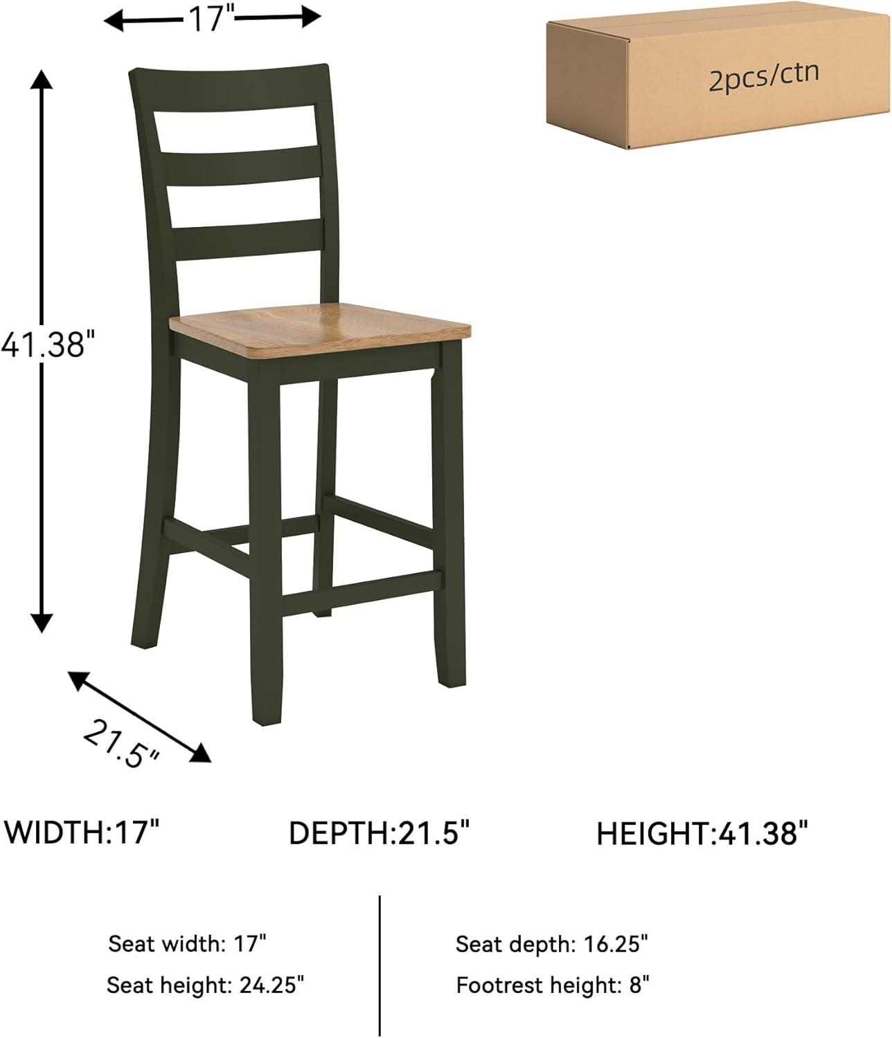 imageSignature Design by Ashley Gesthaven Solid Wood Frame Counter Height Barstool Set of 2 Slate BlueNaturalLight Brown Green