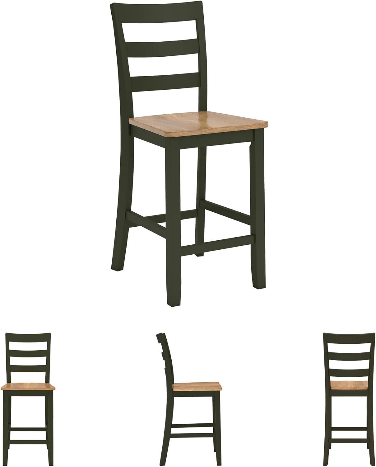 imageSignature Design by Ashley Gesthaven Solid Wood Frame Counter Height Barstool Set of 2 Slate BlueNaturalLight Brown Green