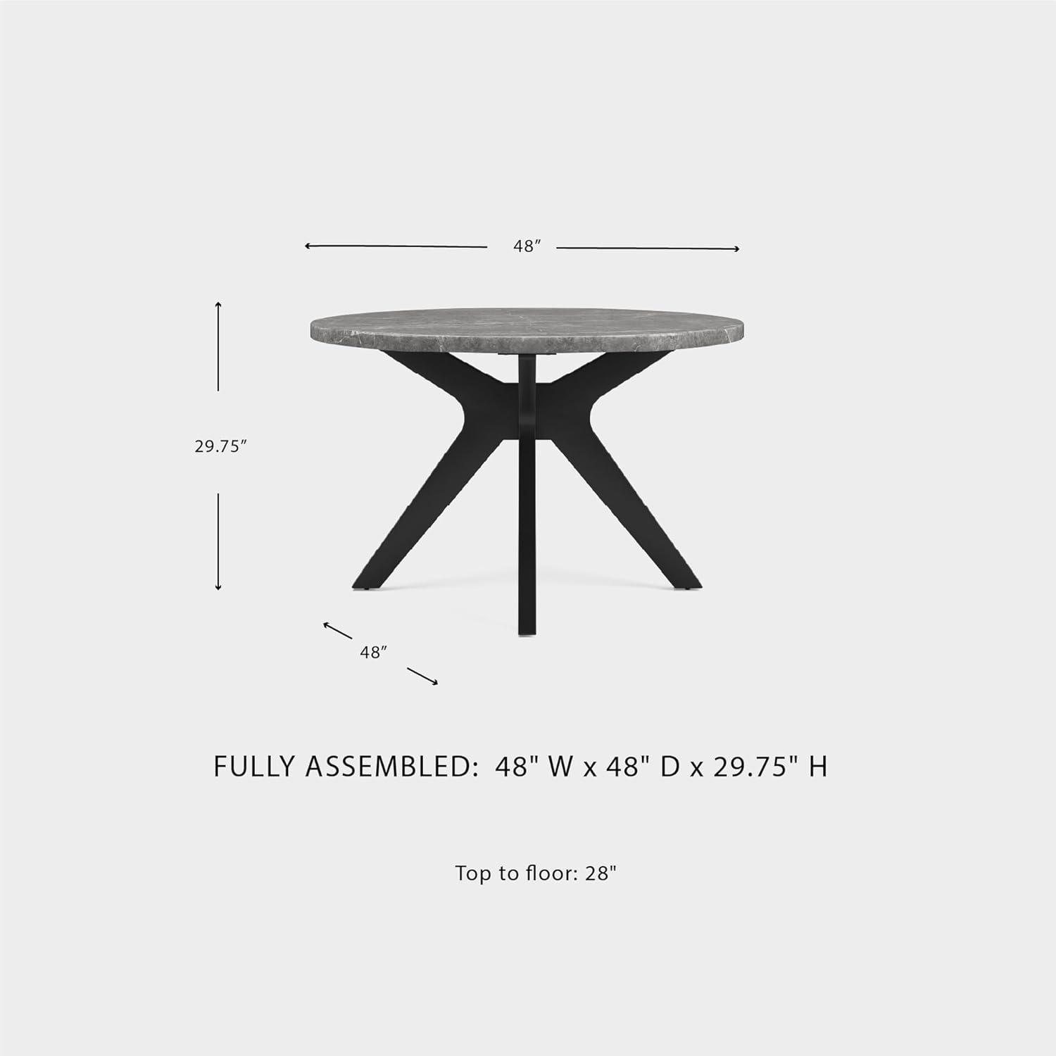 imageSignature Design by Ashley Glinari Contemporary Faux Marble Tabletop Dining Table with CrossShaped Base Gray ampamp Black