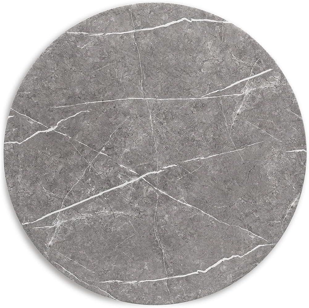 imageSignature Design by Ashley Glinari Contemporary Faux Marble Tabletop Dining Table with CrossShaped Base Gray ampamp Black