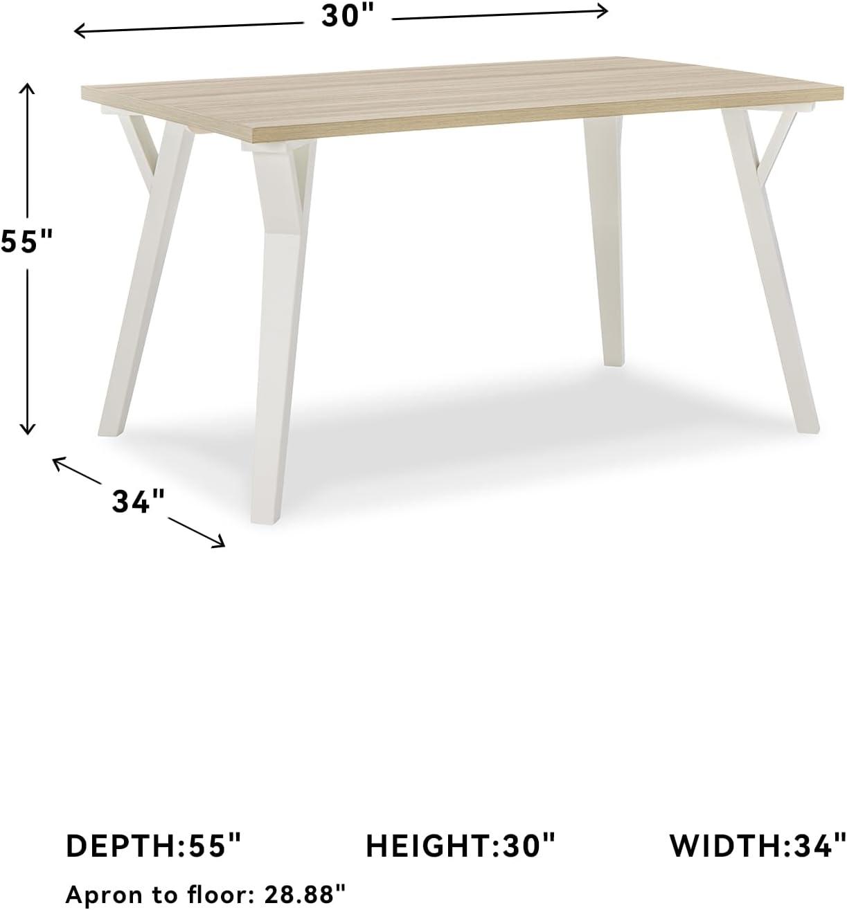imageSignature Design by Ashley Grannen Modern Rectangular Dining Room Table White ampamp Natural Wood