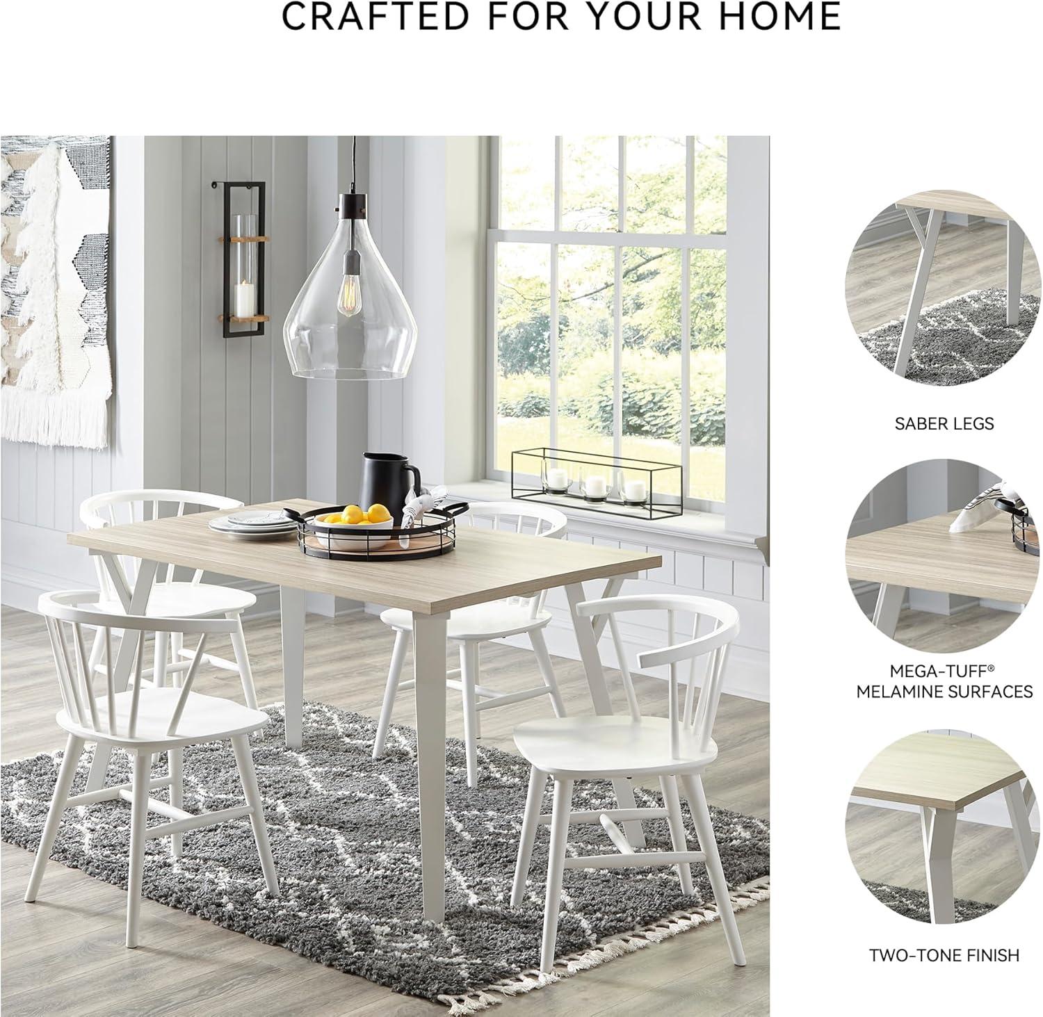 imageSignature Design by Ashley Grannen Modern Rectangular Dining Room Table White ampamp Natural Wood