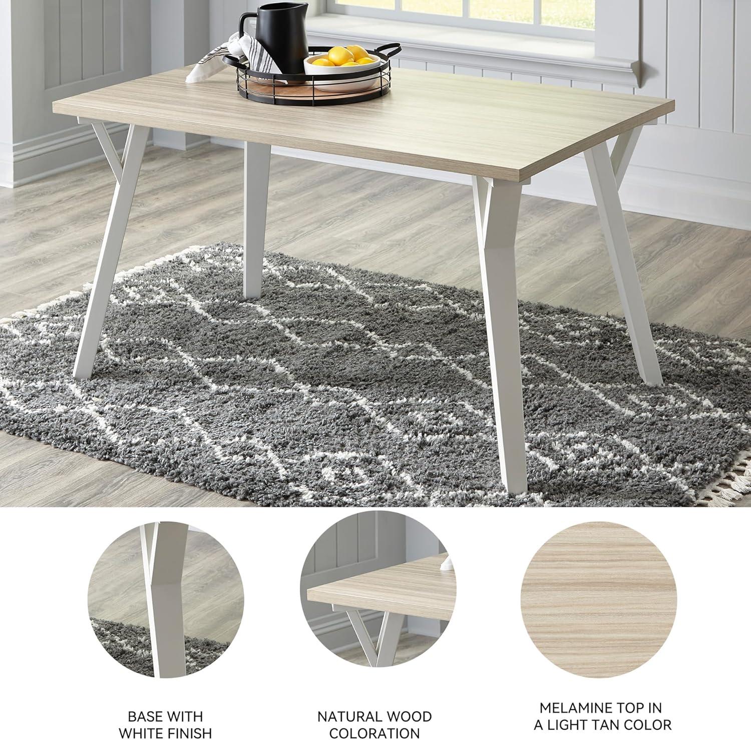 imageSignature Design by Ashley Grannen Modern Rectangular Dining Room Table White ampamp Natural Wood