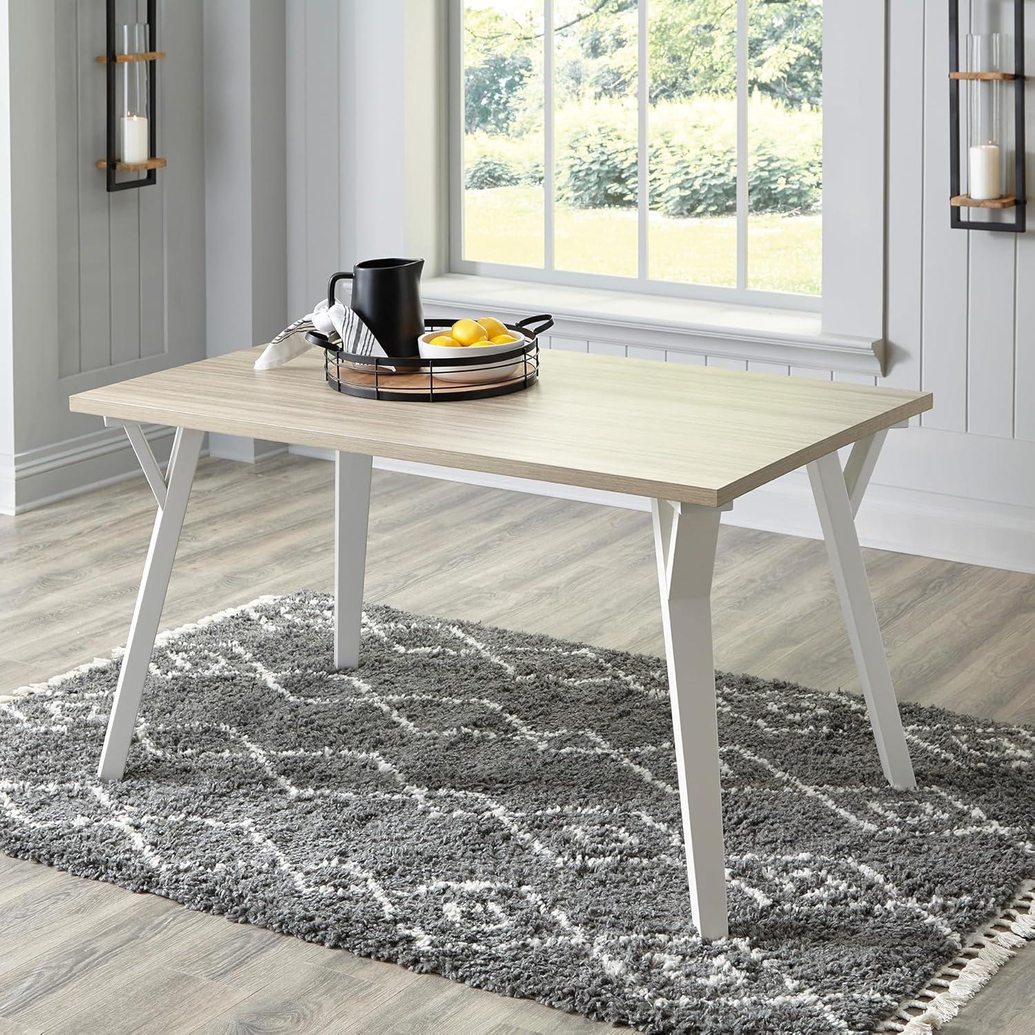 imageSignature Design by Ashley Grannen Modern Rectangular Dining Room Table White ampamp Natural Wood