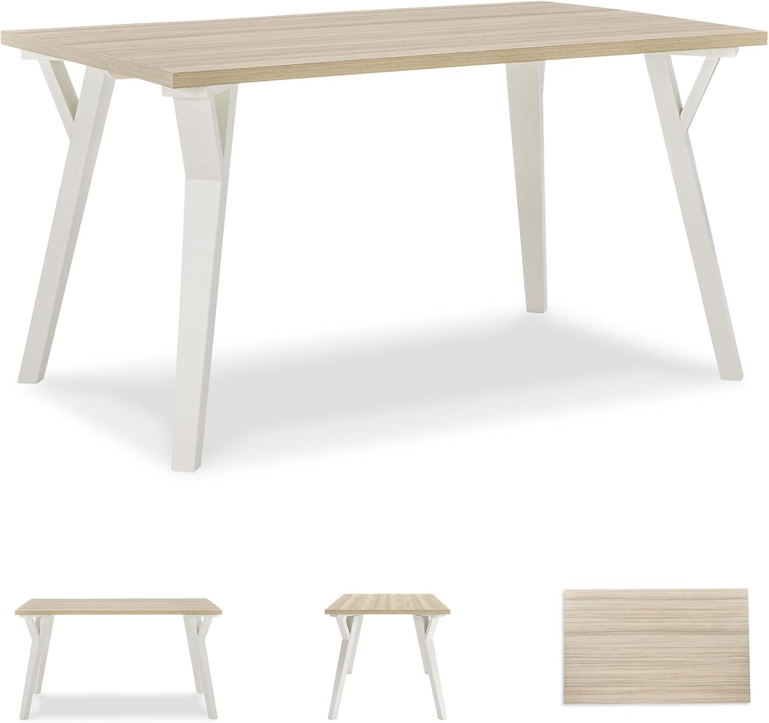 imageSignature Design by Ashley Grannen Modern Rectangular Dining Room Table White ampamp Natural Wood