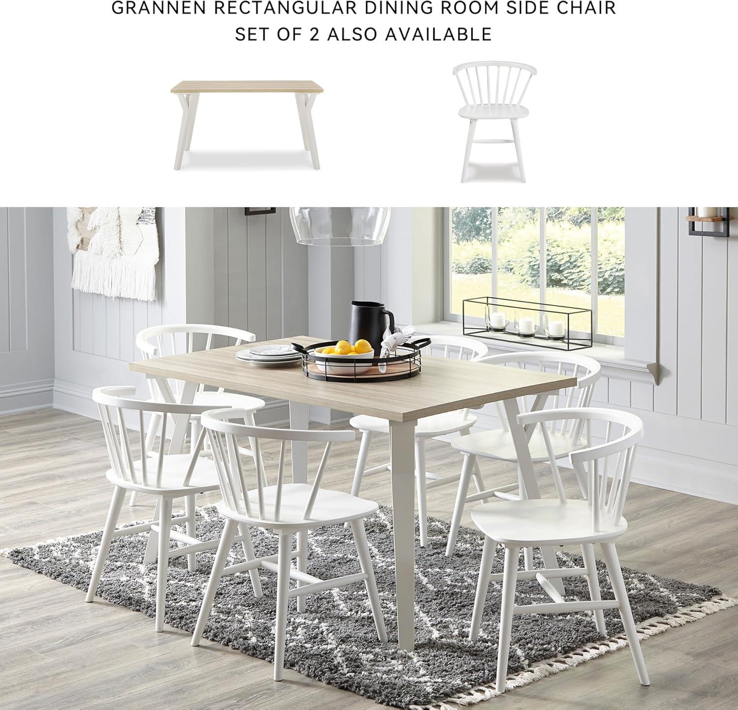 imageSignature Design by Ashley Grannen Modern Rectangular Dining Room Table White ampamp Natural Wood