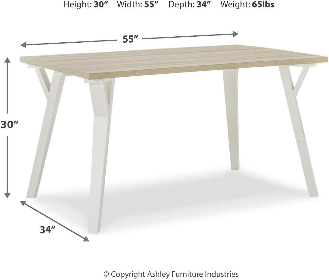 imageSignature Design by Ashley Grannen Modern Rectangular Dining Room Table White ampamp Natural Wood