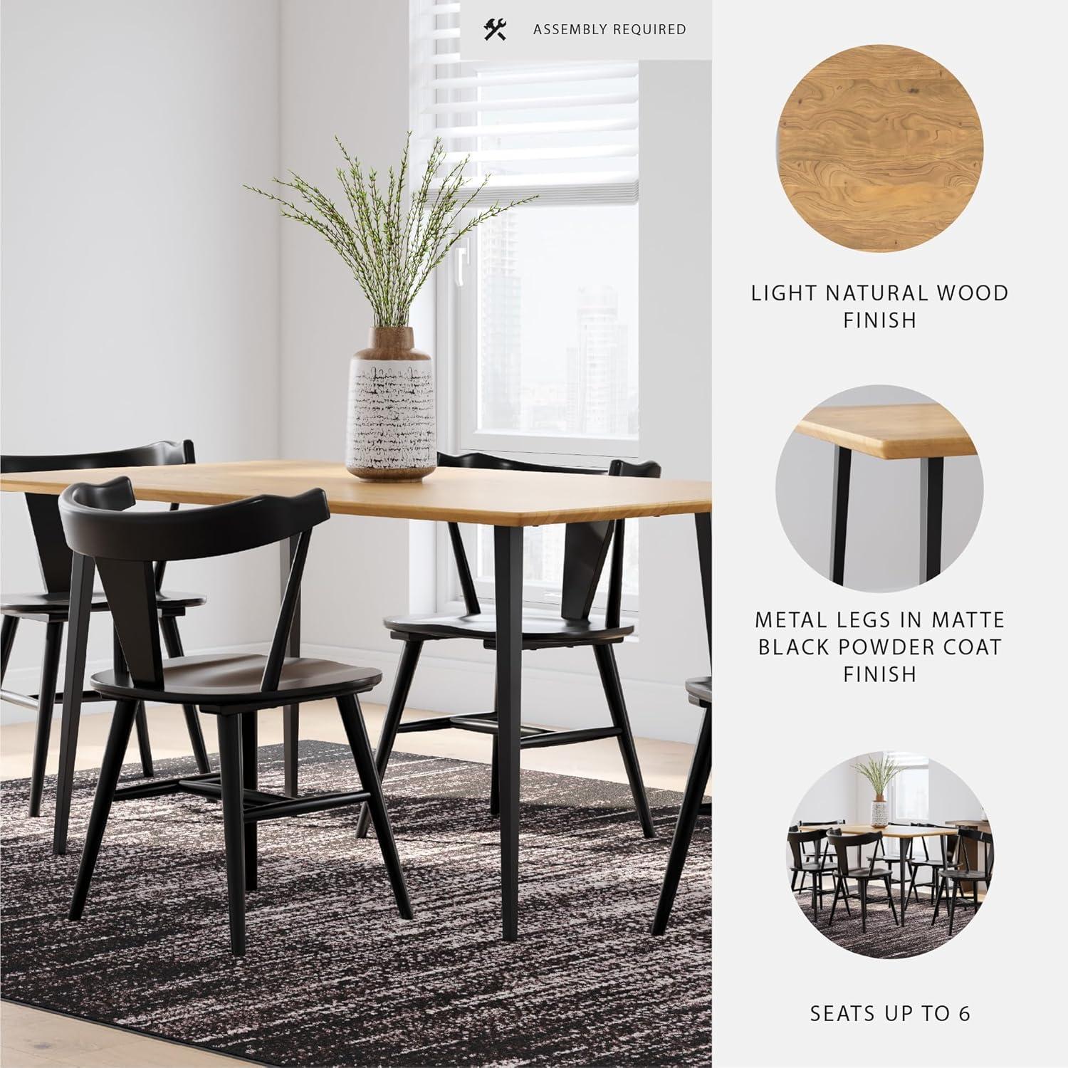 imageSignature Design by Ashley Gretlynn Casual Acacia Wood Dining Table with Metal Legs Light Brown ampamp Black