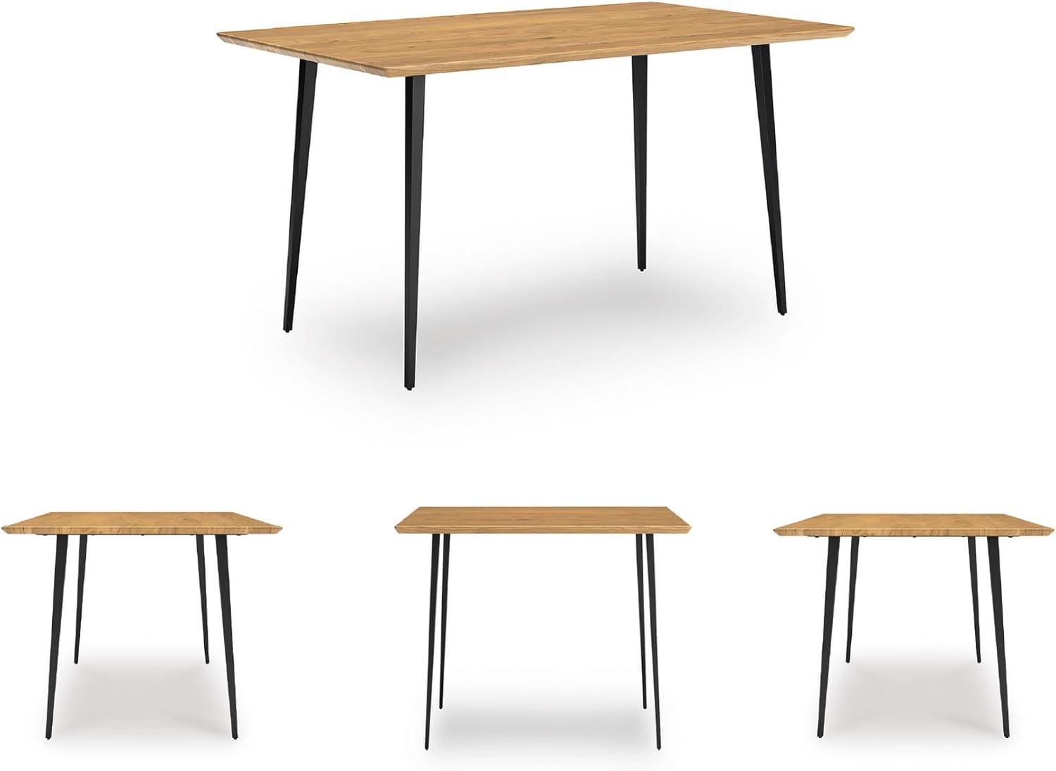 imageSignature Design by Ashley Gretlynn Casual Acacia Wood Dining Table with Metal Legs Light Brown ampamp Black