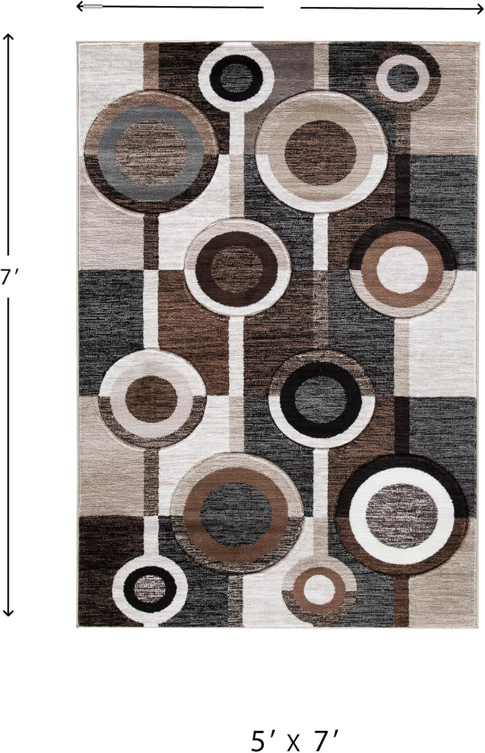 imageSignature Design by Ashley Guintte Modern 5 x 7 Medium Pile Multilayered Geometric Design Rug Black Brown ampamp Cream5 x 67 Rectangular