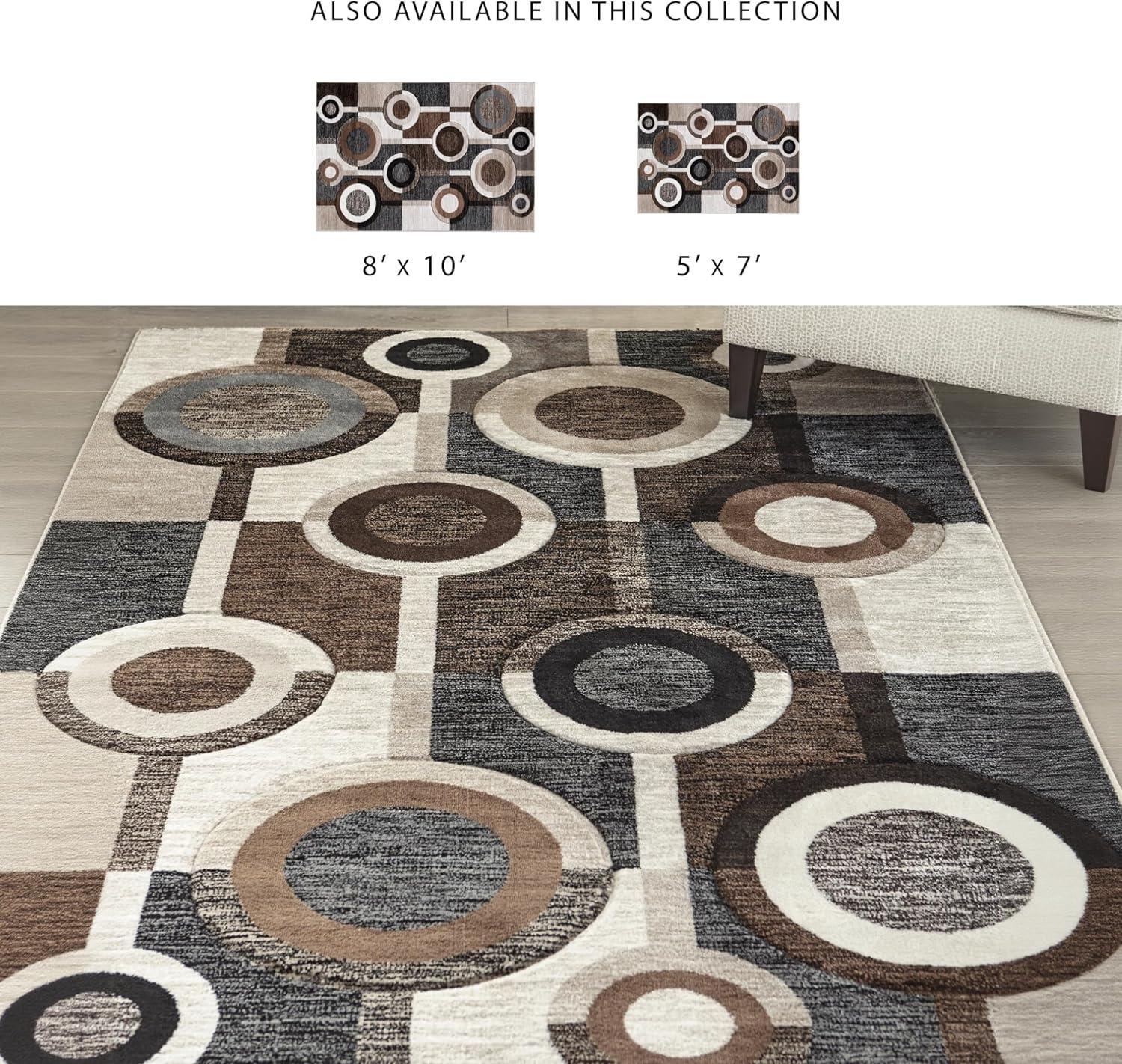 imageSignature Design by Ashley Guintte Modern 5 x 7 Medium Pile Multilayered Geometric Design Rug Black Brown ampamp Cream5 x 67 Rectangular