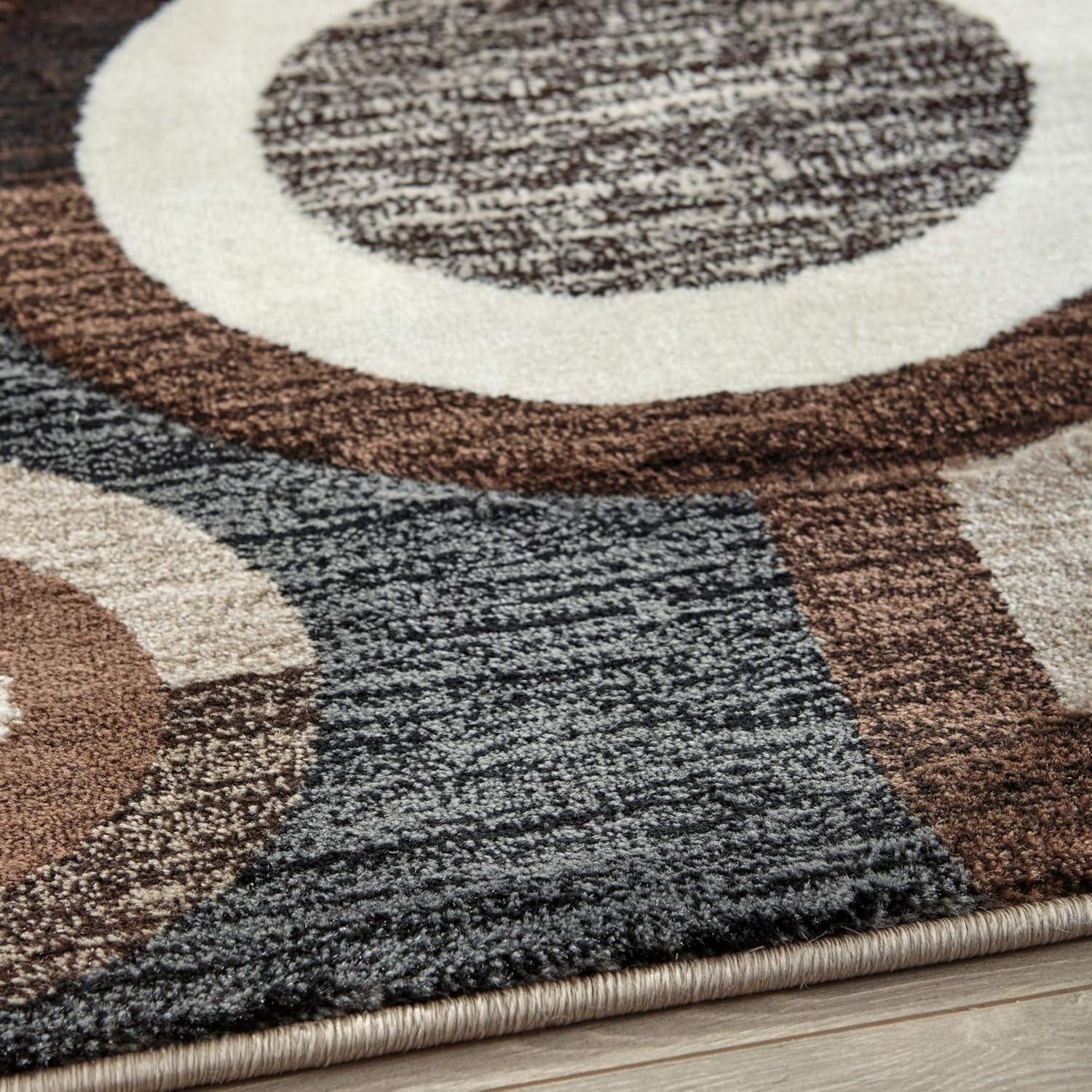 imageSignature Design by Ashley Guintte Modern 5 x 7 Medium Pile Multilayered Geometric Design Rug Black Brown ampamp Cream5 x 67 Rectangular