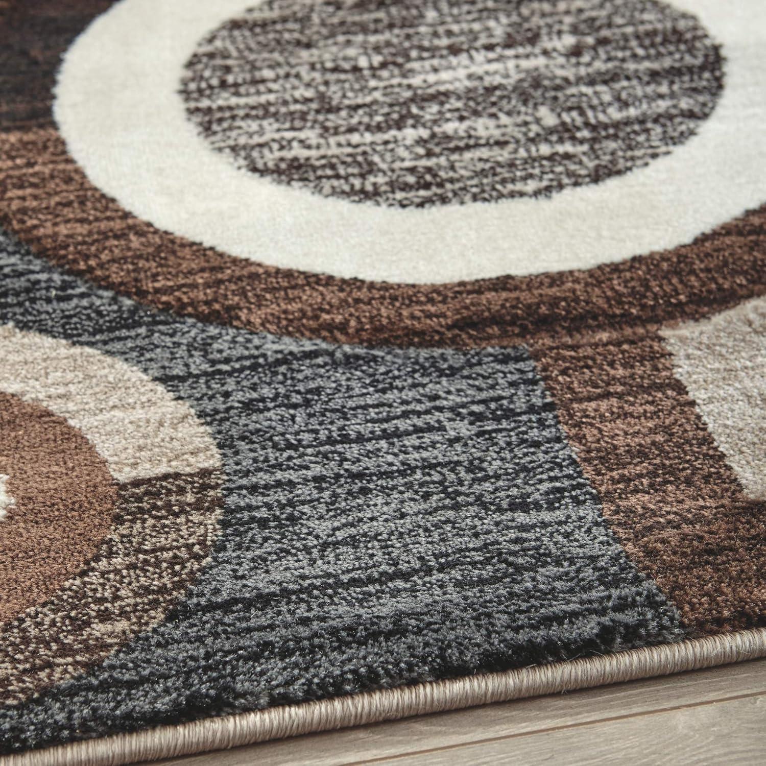 imageSignature Design by Ashley Guintte Modern 5 x 7 Medium Pile Multilayered Geometric Design Rug Black Brown ampamp Cream82 x 96 Rectangular