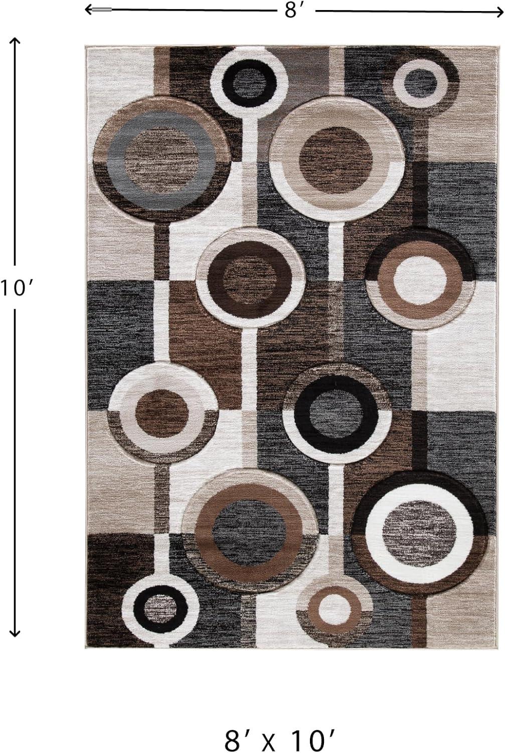 imageSignature Design by Ashley Guintte Modern 5 x 7 Medium Pile Multilayered Geometric Design Rug Black Brown ampamp Cream82 x 96 Rectangular