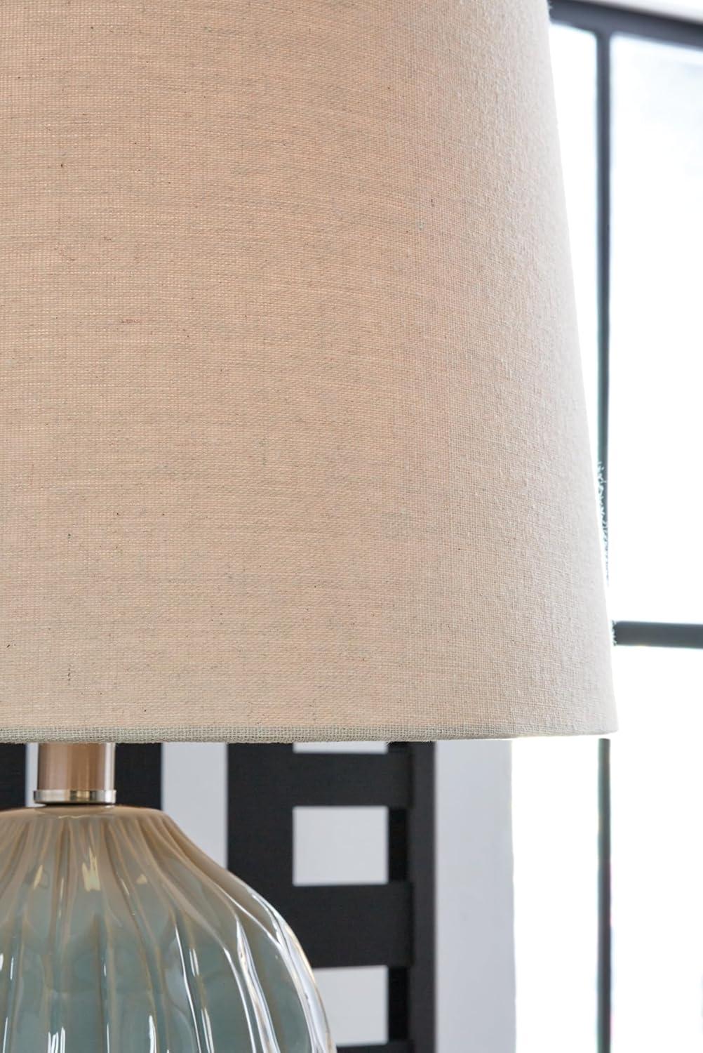 imageSignature Design by Ashley Hadbury Contemporary Ceramic Table Lamp Set with 3Way Switch Set of 2 Light Green ampamp Beige