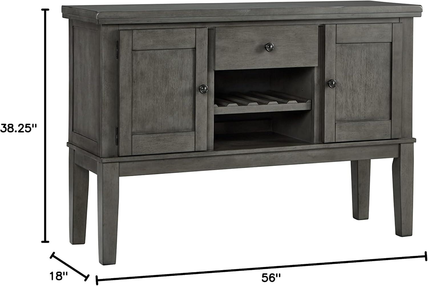 imageSignature Design by Ashley Haddigan Casual Traditional Dining Room Buffet Cabinet with Wine Rack Adjustable Shelf 1 Drawer Wood 54quot Wide Dark BrownGrey