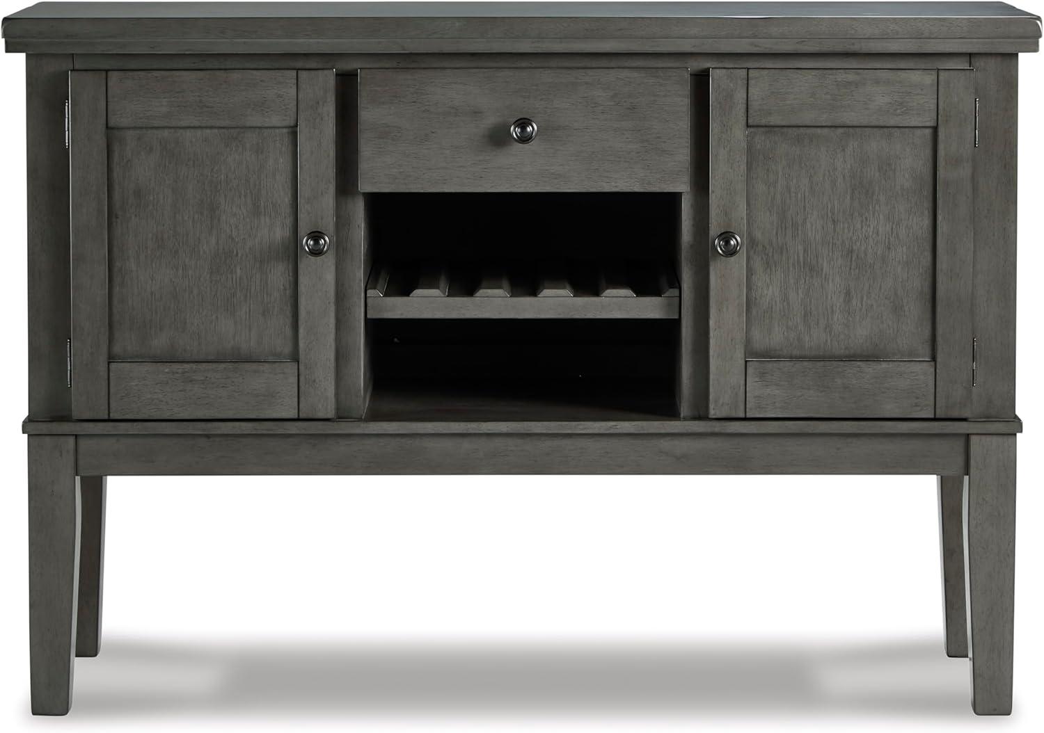 imageSignature Design by Ashley Haddigan Casual Traditional Dining Room Buffet Cabinet with Wine Rack Adjustable Shelf 1 Drawer Wood 54quot Wide Dark BrownGrey