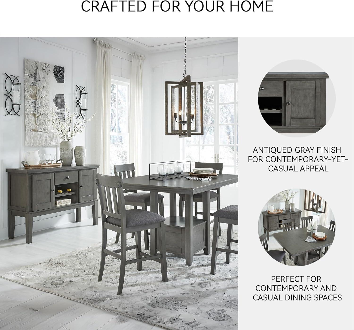 imageSignature Design by Ashley Haddigan Casual Traditional Dining Room Buffet Cabinet with Wine Rack Adjustable Shelf 1 Drawer Wood 54quot Wide Dark BrownGrey