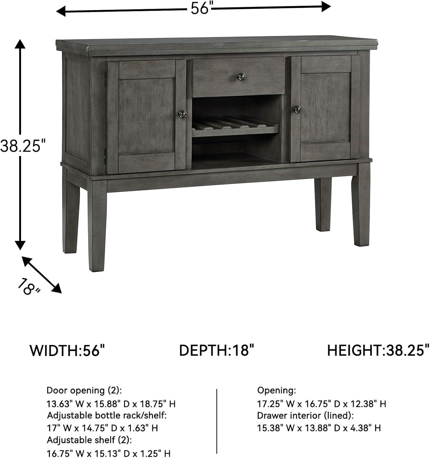 imageSignature Design by Ashley Haddigan Casual Traditional Dining Room Buffet Cabinet with Wine Rack Adjustable Shelf 1 Drawer Wood 54quot Wide Dark BrownGrey